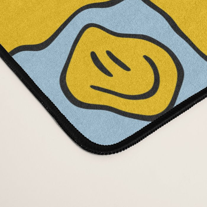 Yellow Happy Face Checkerboard Print Desk Mat Gallery Image 4