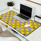 Yellow Happy Face Checkerboard Print Desk Mat Gallery Image 2