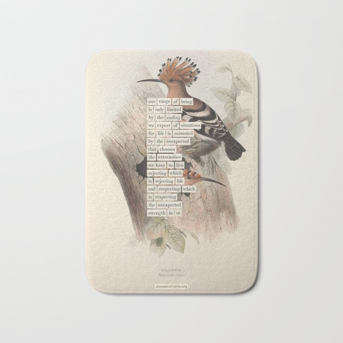 Bird Divinations: Hoopoe (about: almanacofbirds.org) Bath Mat Gallery Image 1