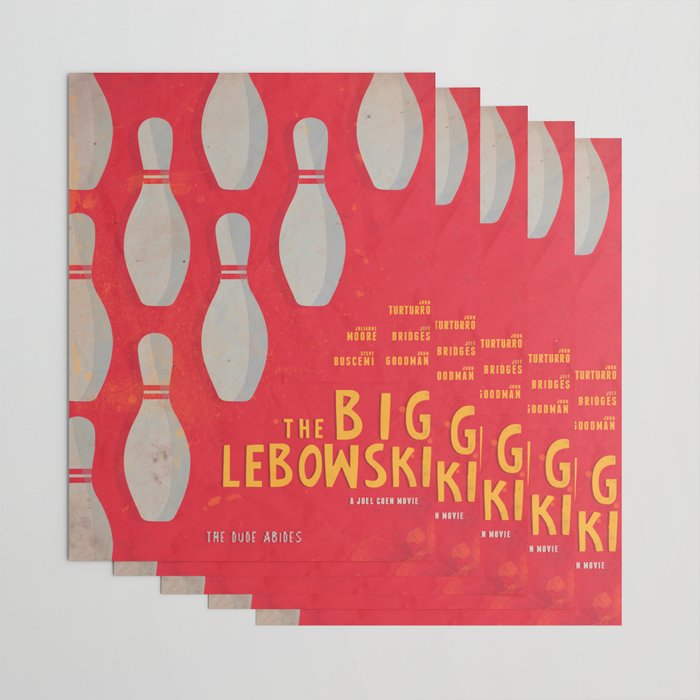The Big Lebowski - Movie Poster, Coen brothers film, Jeff Bridges, John Turturro, bowling Wrapping Paper Gallery Image 3