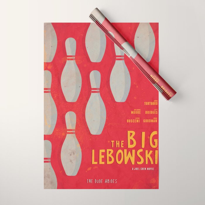 The Big Lebowski - Movie Poster, Coen brothers film, Jeff Bridges, John Turturro, bowling Wrapping Paper Gallery Image 1