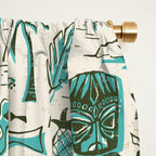 Tropical Tiki - Cream & Aqua Window Curtain Gallery Image 2