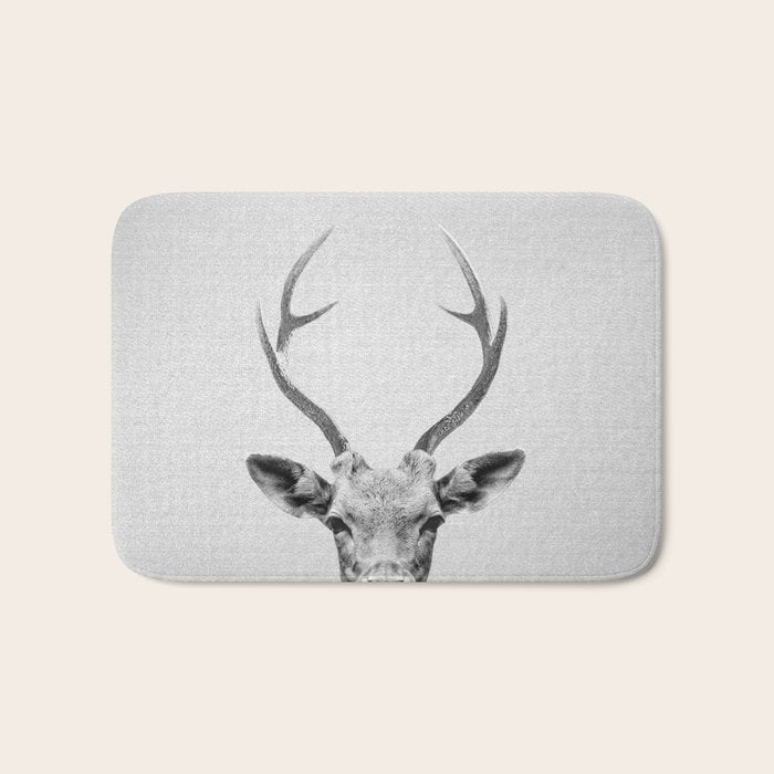 Deer - Black & White Bath Mat Gallery Image 1