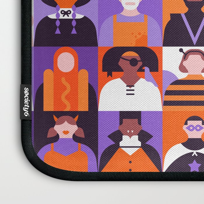Diverse people in halloween costume pattern Laptop Sleeve Gallery Image 3