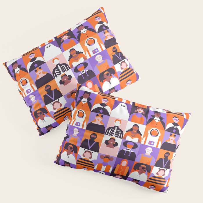Diverse people in halloween costume pattern Pillow Sham Gallery Image 3