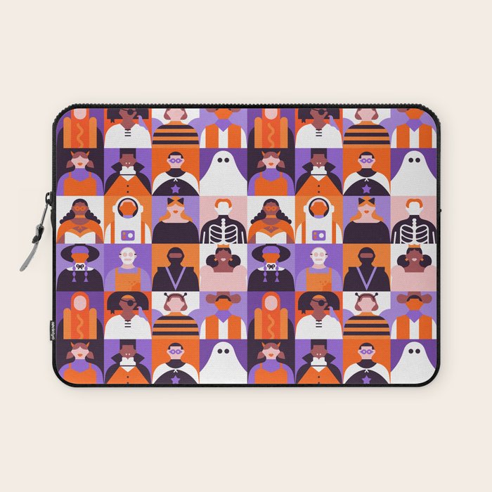 Diverse people in halloween costume pattern Laptop Sleeve Gallery Image 1