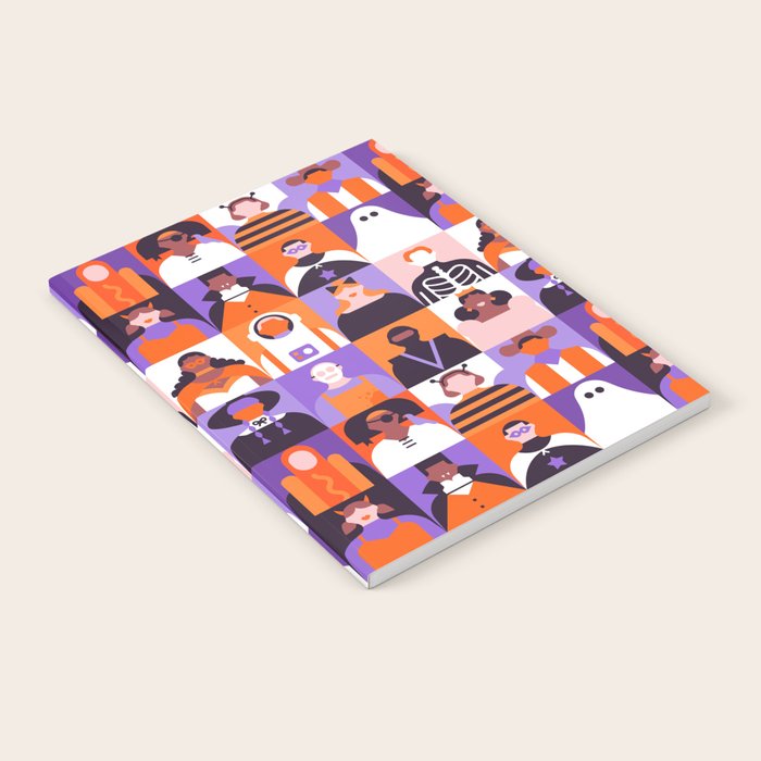 Diverse people in halloween costume pattern Notebook Gallery Image 1