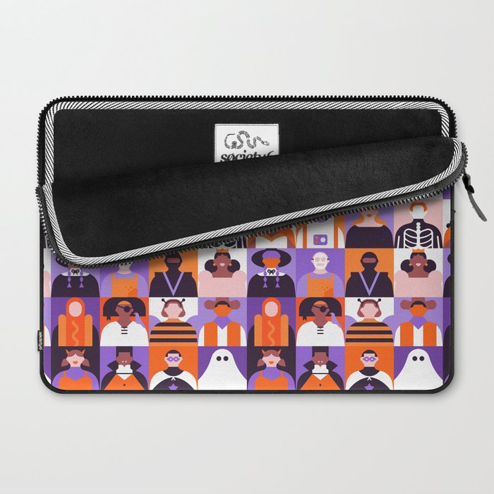 Diverse people in halloween costume pattern Laptop Sleeve Gallery Image 2