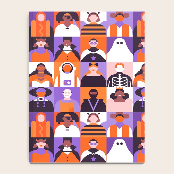Diverse people in halloween costume pattern Notebook Gallery Image 4