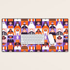 Diverse people in halloween costume pattern Desk Mat Gallery Image 1