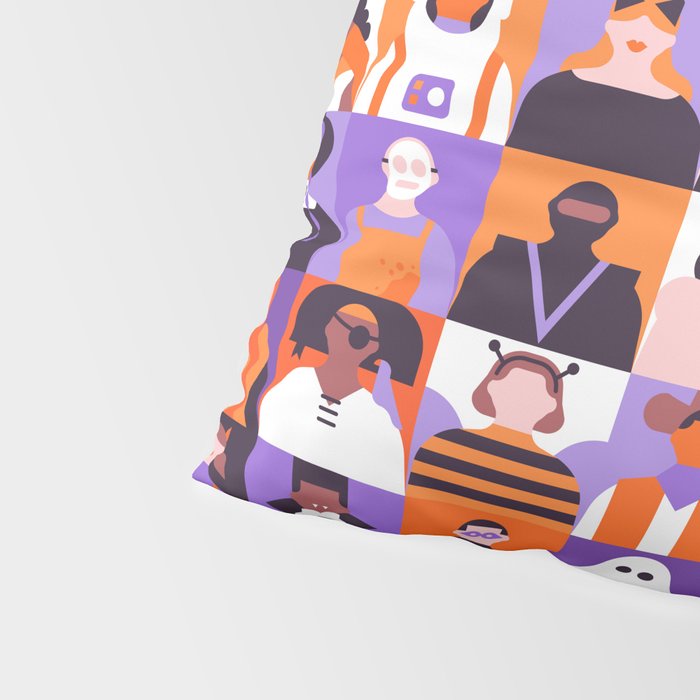 Diverse people in halloween costume pattern Pillow Sham Gallery Image 4