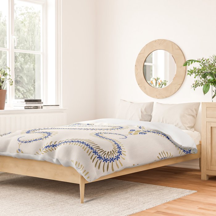 Snake Skeleton - Navy & Gold Palette Duvet Cover Gallery Image 2