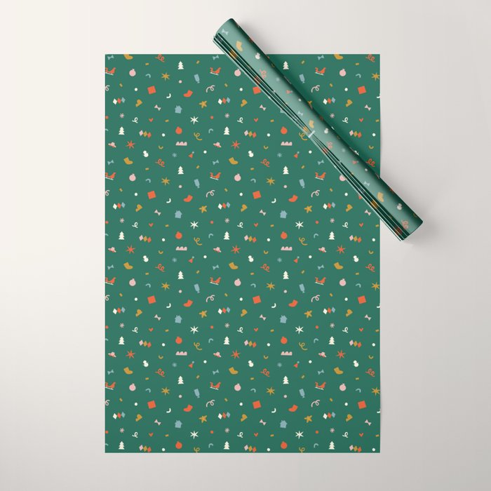 Retro abstract christmas decoration pattern Wrapping Paper Gallery Image 1