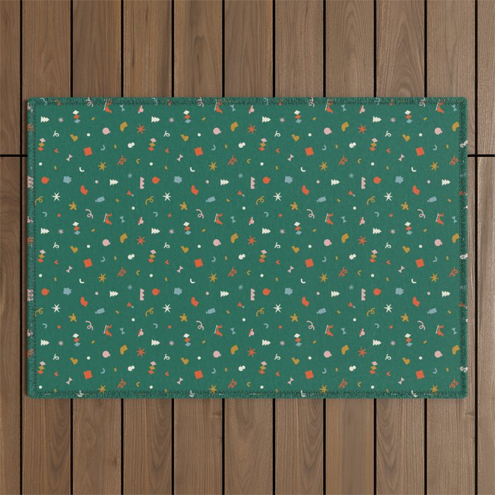 Retro abstract christmas decoration pattern Outdoor Rug Gallery Image 1