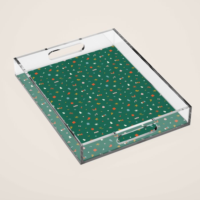 Retro abstract christmas decoration pattern Acrylic Tray Gallery Image 1