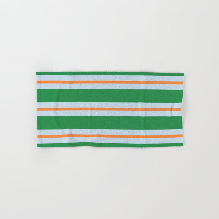 Bold Stripe Pattern in Green, Baby Blue, and Orange Bath Towel Gallery Image 1