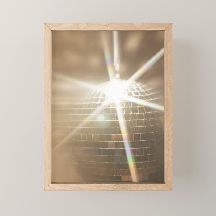 Golden Disco Ball 70s Festive Sparkle Glow Photography Mini Art Print Gallery Image 1