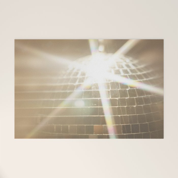 Golden Disco Ball 70s Festive Sparkle Glow Photography Welcome Mat Gallery Image 1
