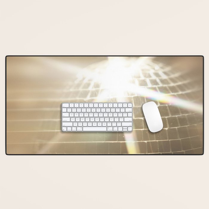 Golden Disco Ball 70s Festive Sparkle Glow Photography Desk Mat Gallery Image 1