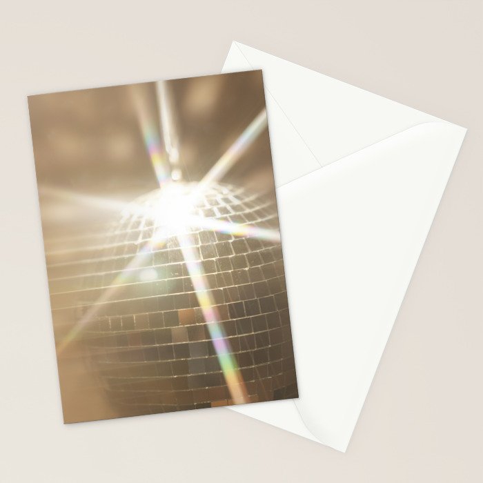 Golden Disco Ball 70s Festive Sparkle Glow Photography Stationery Card Gallery Image 2
