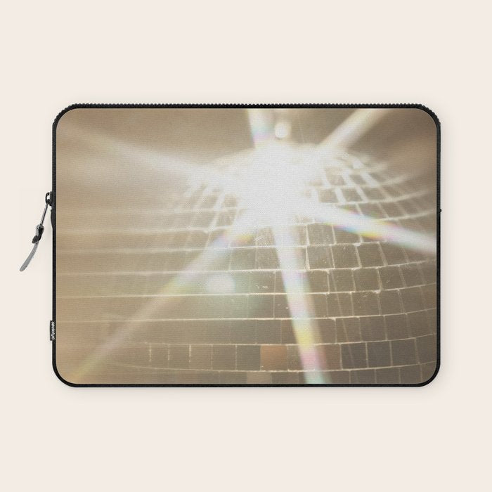 Golden Disco Ball 70s Festive Sparkle Glow Photography Laptop Sleeve Gallery Image 1
