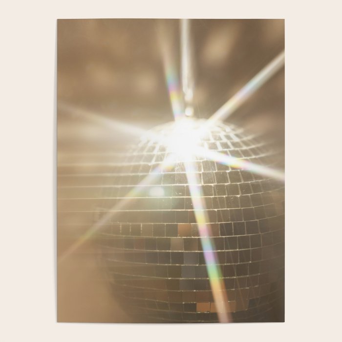 Golden Disco Ball 70s Festive Sparkle Glow Photography Poster Gallery Image 1