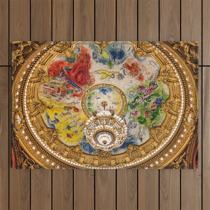 Ceiling Mural of the Palais Garnier Opera House, Paris, France color photograph - photography by  Marc Chagall  Outdoor Rug Gallery Image 1
