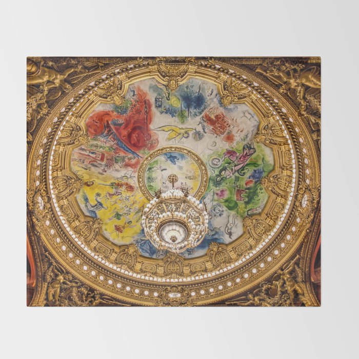 Ceiling Mural of the Palais Garnier Opera House, Paris, France color photograph - photography by  Marc Chagall  Throw Blanket Gallery Image 2
