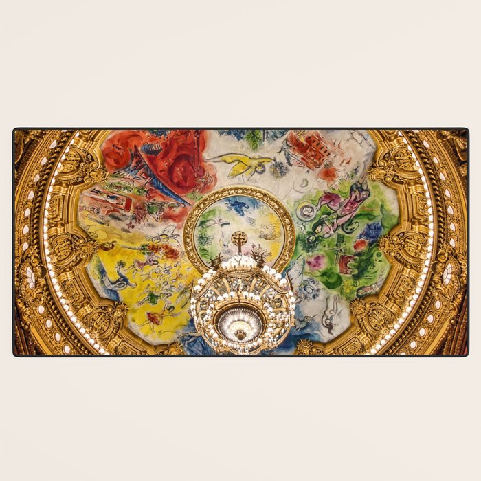 Ceiling Mural of the Palais Garnier Opera House, Paris, France color photograph - photography by  Marc Chagall  Desk Mat Gallery Image 3