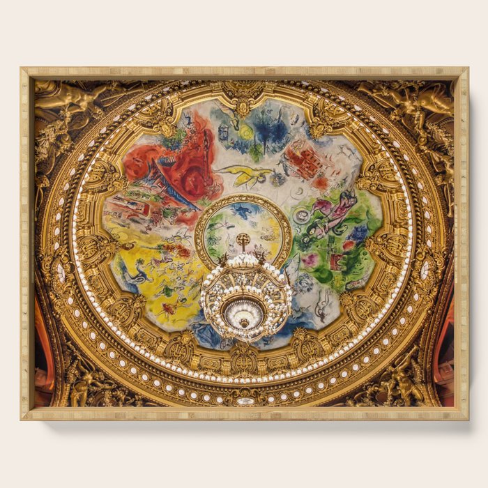 Ceiling Mural of the Palais Garnier Opera House, Paris, France color photograph - photography by  Marc Chagall  Serving Tray Gallery Image 1