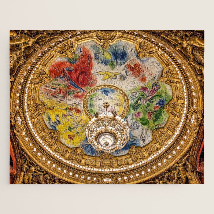 Ceiling Mural of the Palais Garnier Opera House, Paris, France color photograph - photography by  Marc Chagall  Jigsaw Puzzle Gallery Image 1