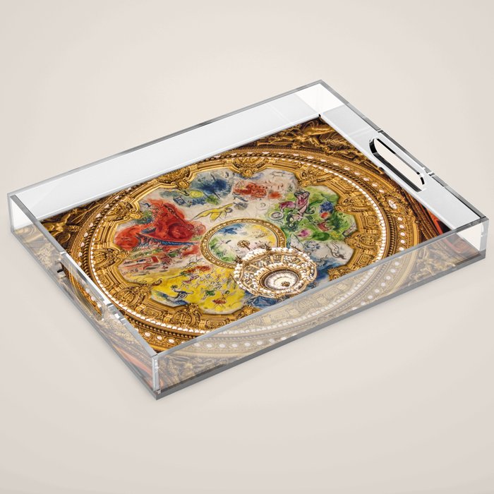 Ceiling Mural of the Palais Garnier Opera House, Paris, France color photograph - photography by  Marc Chagall  Acrylic Tray Gallery Image 1