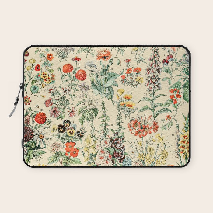 Wildflower Diagram // Fleurs II by Adolphe Millot XL 19th Century Science Textbook Artwork Laptop Sleeve Gallery Image 1