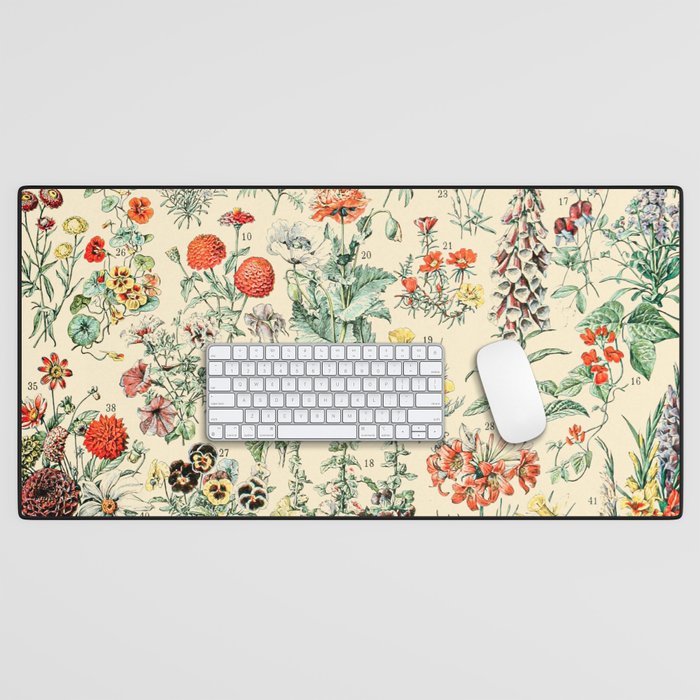 Wildflower Diagram // Fleurs II by Adolphe Millot XL 19th Century Science Textbook Artwork Desk Mat Gallery Image 1