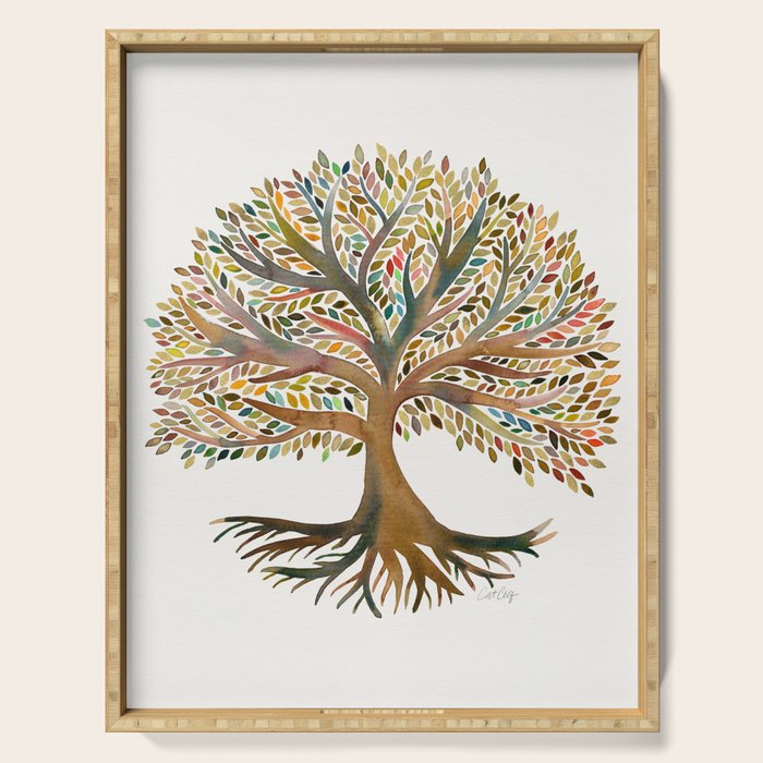 Tree of Life Watercolor - Autumn Serving Tray Gallery Image 1