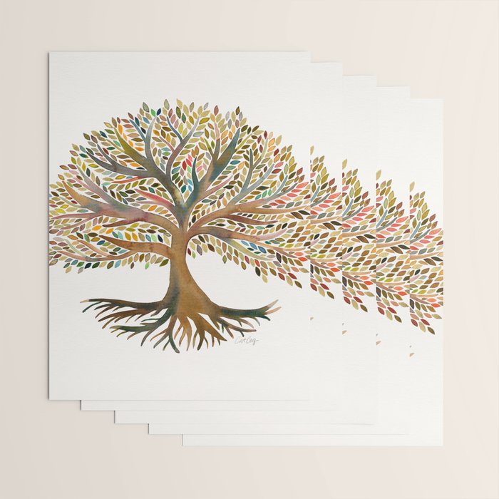 Tree of Life Watercolor - Autumn Wrapping Paper Gallery Image 3