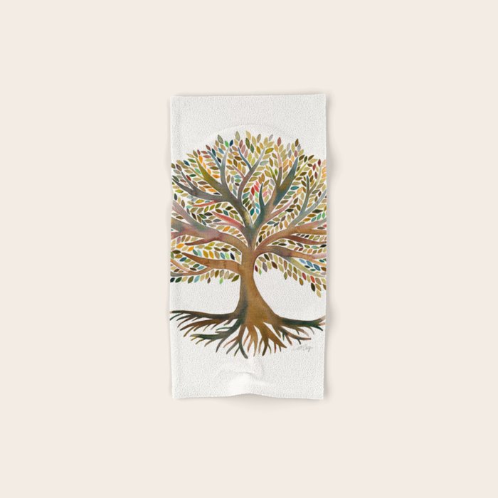Tree of Life Watercolor - Autumn Bath Towel Gallery Image 1