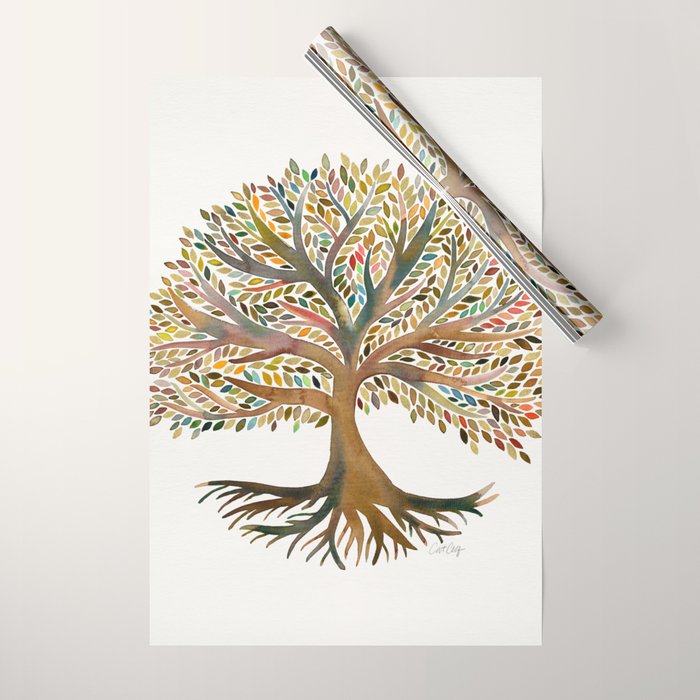 Tree of Life Watercolor - Autumn Wrapping Paper Gallery Image 1