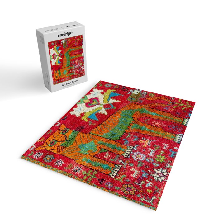 Antique Persian Hunting Rug With Lion Print Jigsaw Puzzle Gallery Image 2
