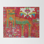 Antique Persian Hunting Rug With Lion Print Throw Blanket Gallery Image 2
