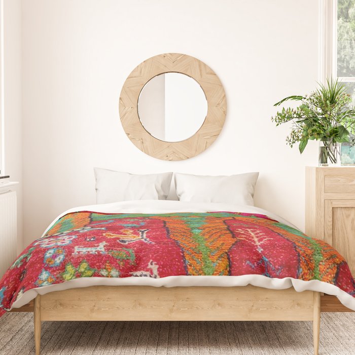 Antique Persian Hunting Rug With Lion Print Duvet Cover Gallery Image 3