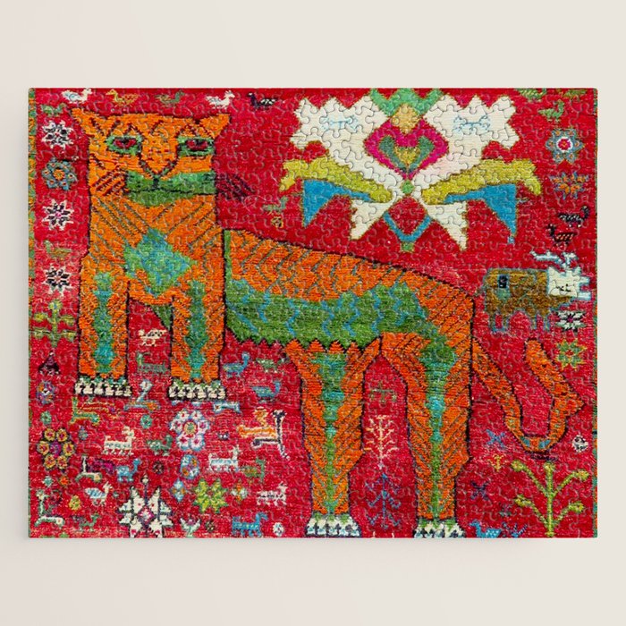 Antique Persian Hunting Rug With Lion Print Jigsaw Puzzle Gallery Image 1