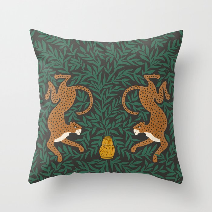 Leopard Vase - midnight Throw Pillow Gallery Image 6