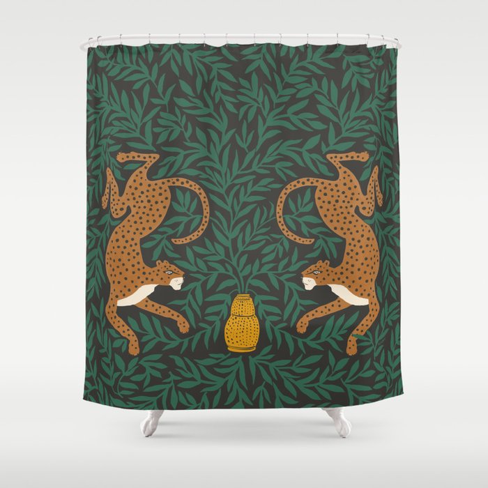 Leopard Vase - midnight Shower Curtain Gallery Image 1
