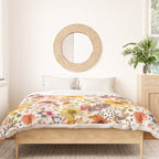 Watercolor Autumn Floral Sunflowers Warm Orange Duvet Cover Gallery Image 3