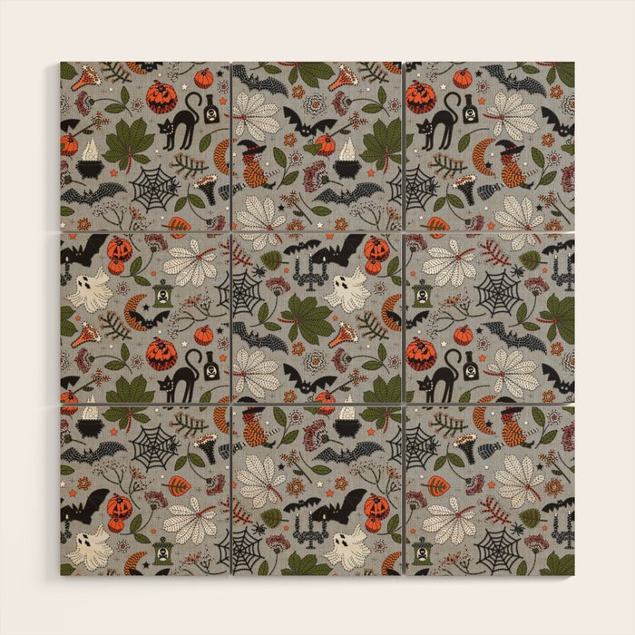 Embroidered halloween Wood Wall Art Gallery Image 1