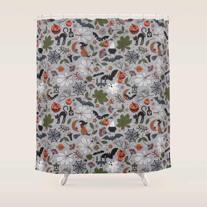 Embroidered halloween Shower Curtain Gallery Image 1