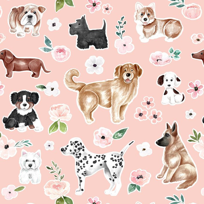 Watercolor Dog Painting, Pink Floral, Dog Pattern, Puppy Dog Decor, Pets, Cute Dogs Coffee Mug Gallery Image 2