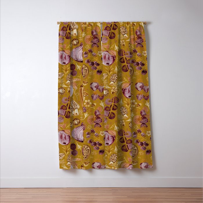 Garden Vegetables & Fresh Fruit in Harvest Yellow Window Curtain Gallery Image 3