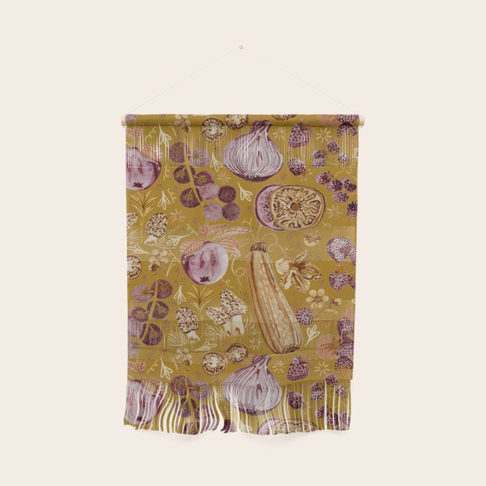Garden Vegetables & Fresh Fruit in Harvest Yellow Wall Hanging Gallery Image 1